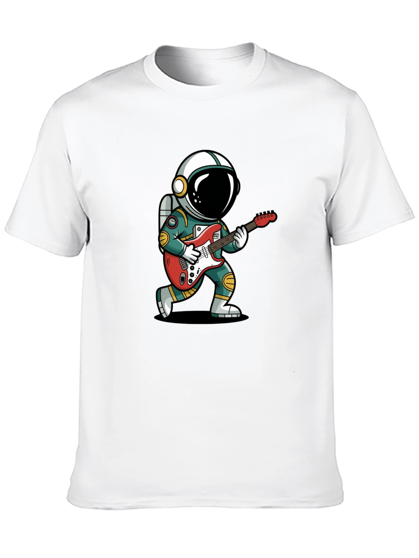 Astronaut Guitarist Graphic Tee - Black Cotton T-Shirt