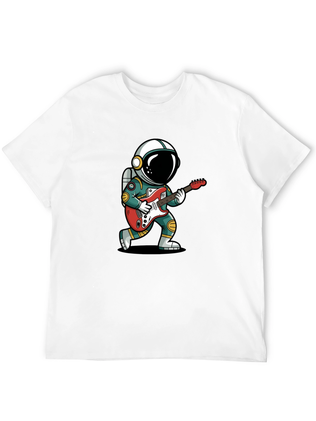 Astronaut Guitarist Graphic Tee - Black Cotton T-Shirt