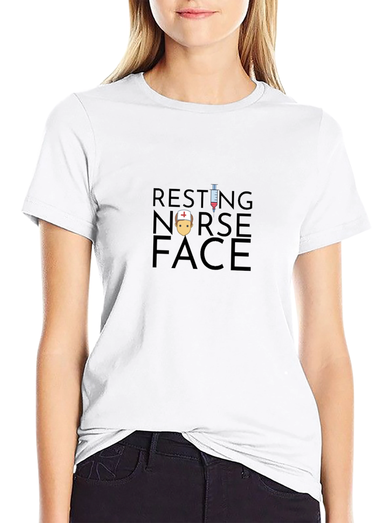 Resting Nurse Face Graphic T-Shirt - Black