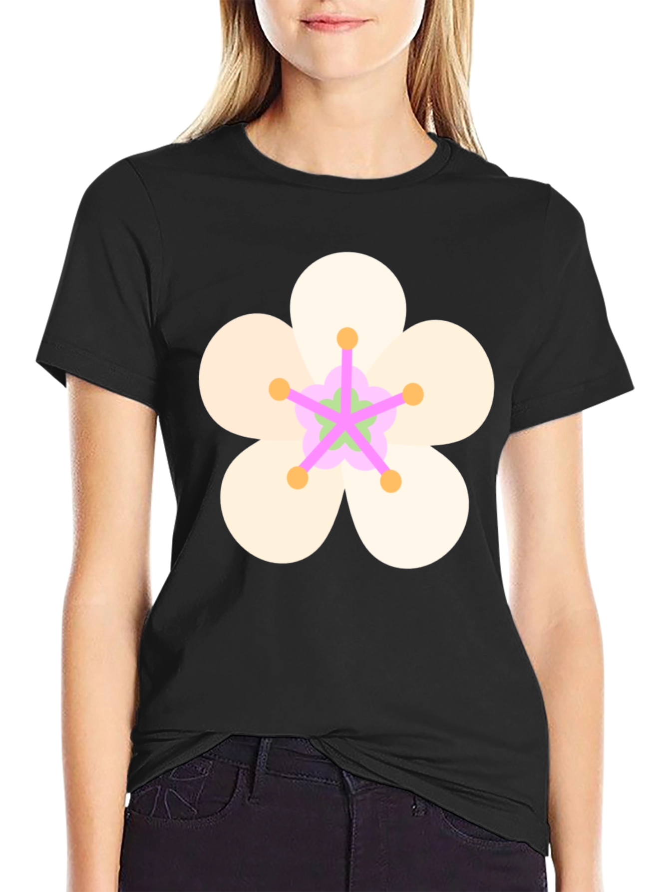 Floral Graphic Black Tee