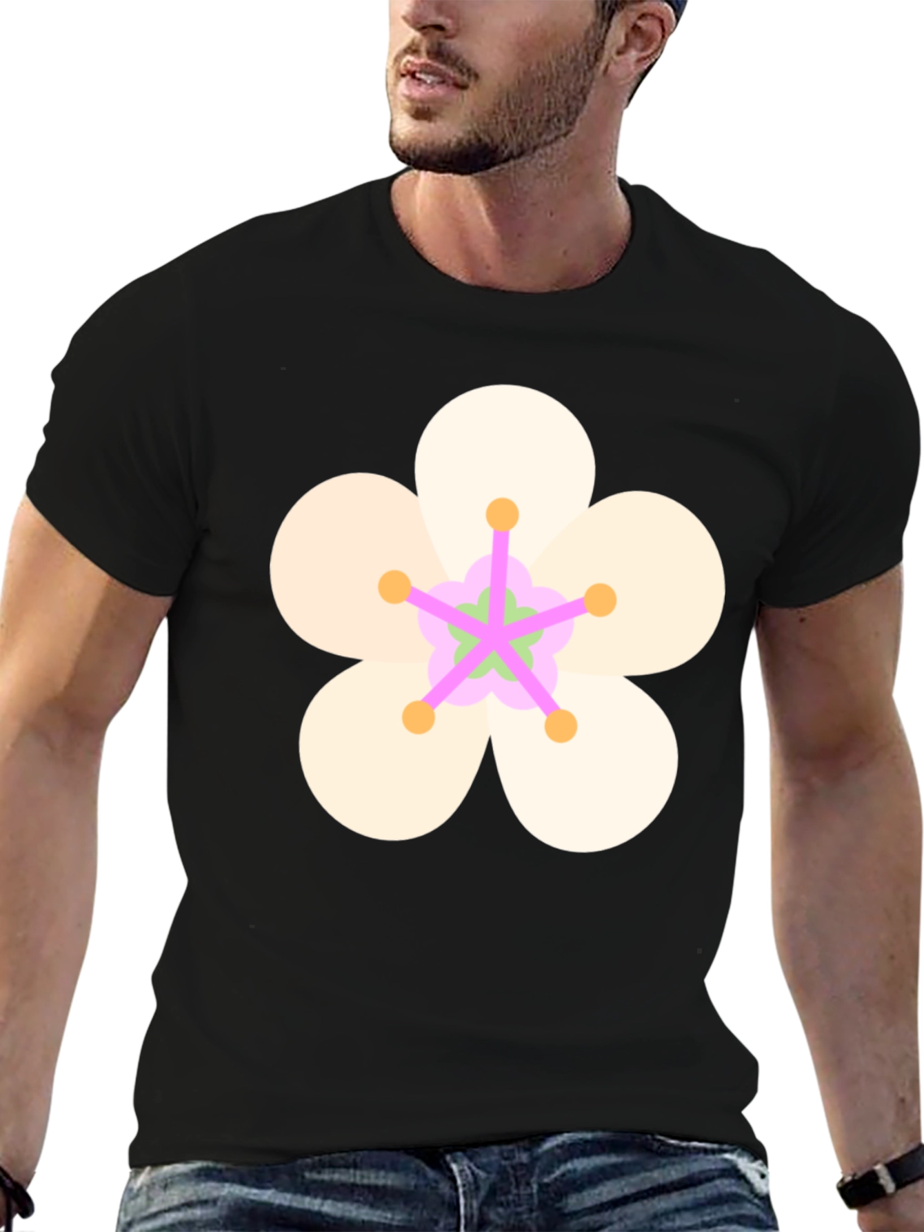Floral Graphic Black Tee