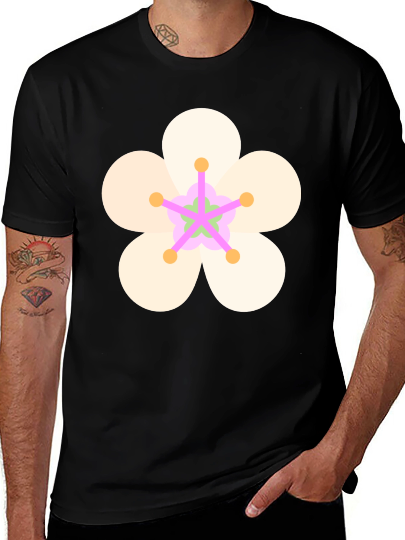 Floral Graphic Black Tee