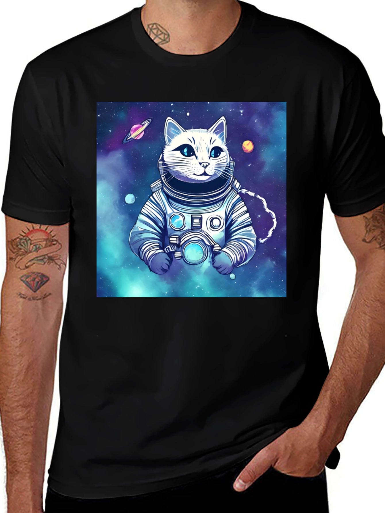 Astronaut Cat Graphic Tee - Space Explorer T-Shirt