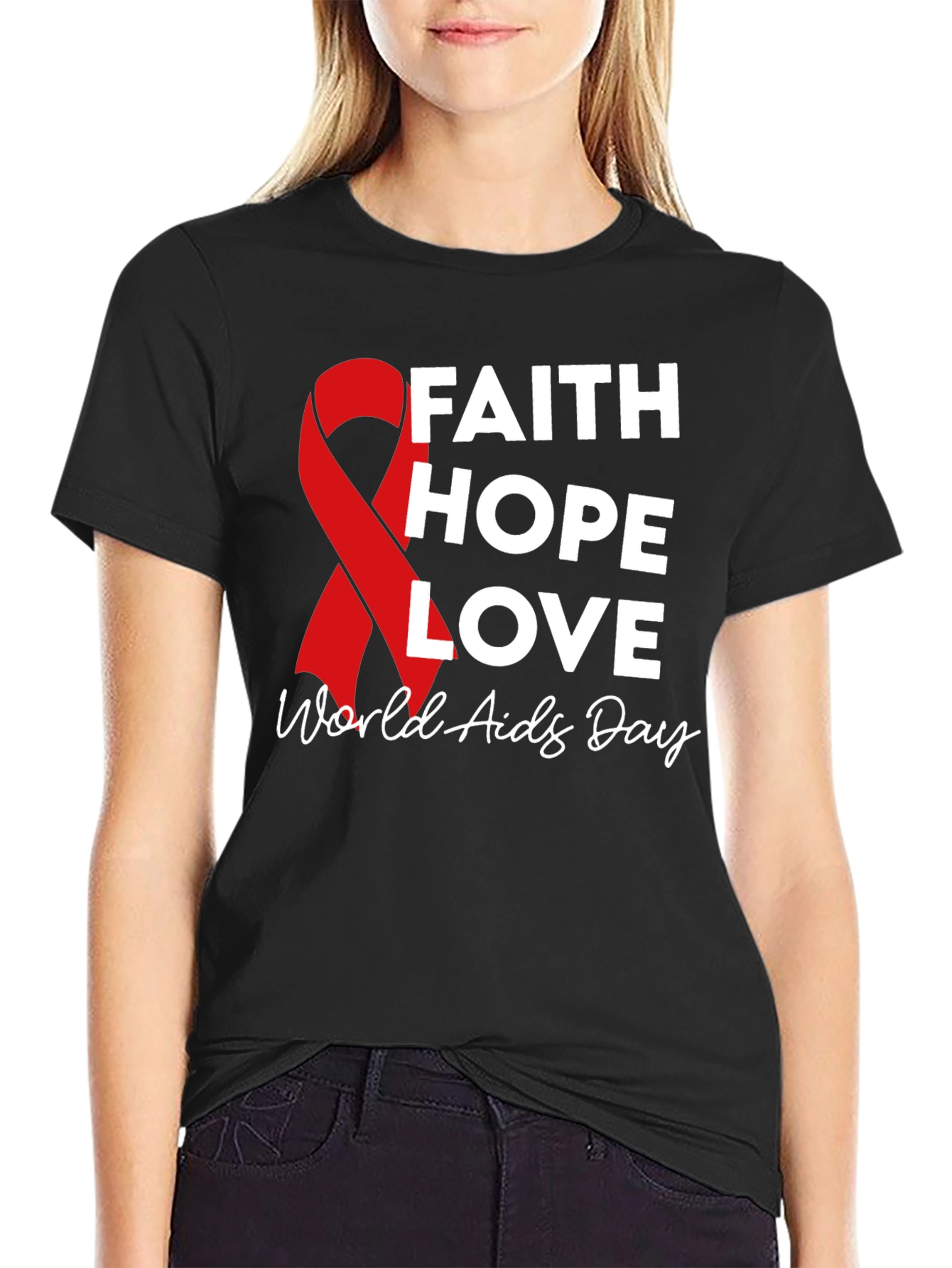 Faith Hope Love World Aids Day T-Shirt