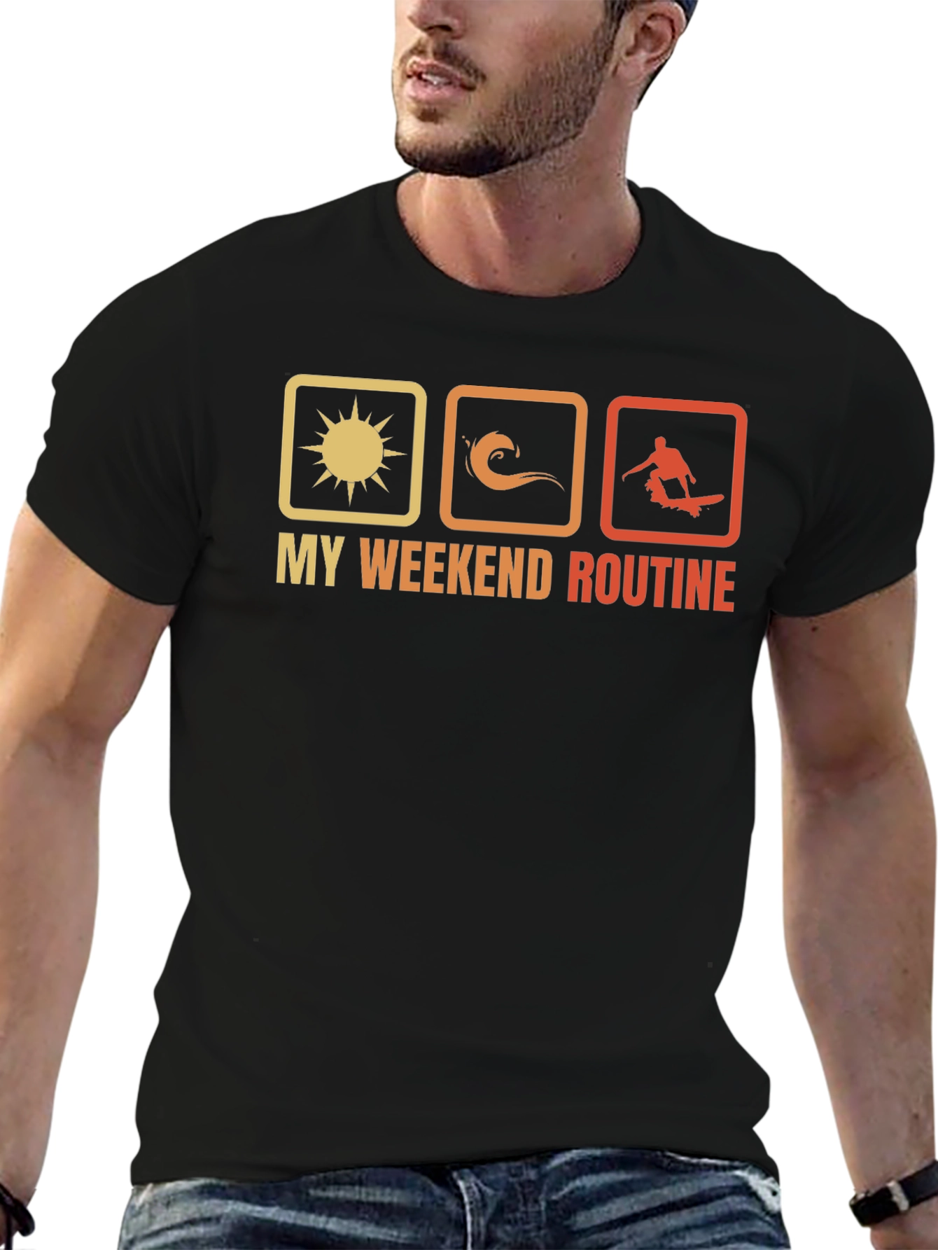 My Weekend Routine T-Shirt: Sun Surf Skate