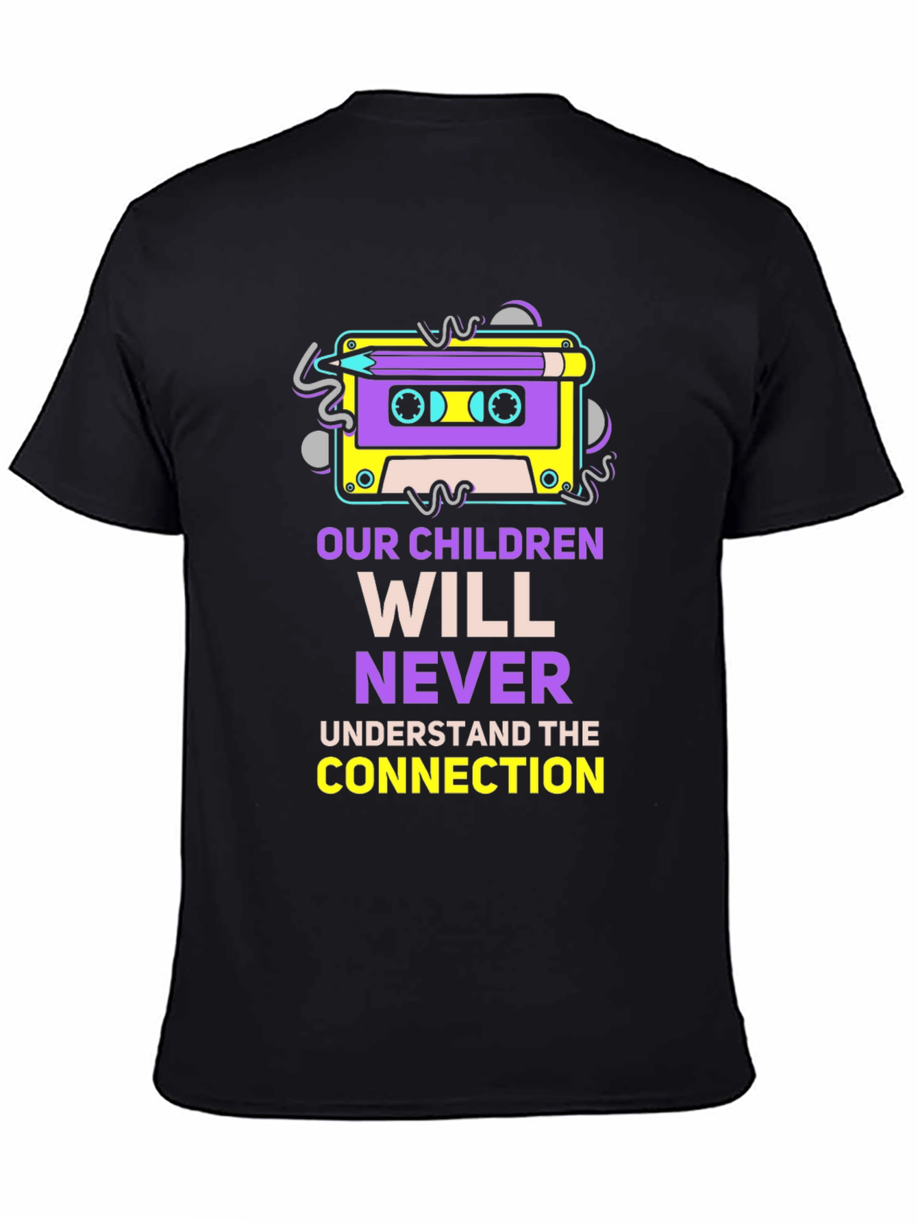 Retro Cassette Tape & Pencil Graphic T-Shirt