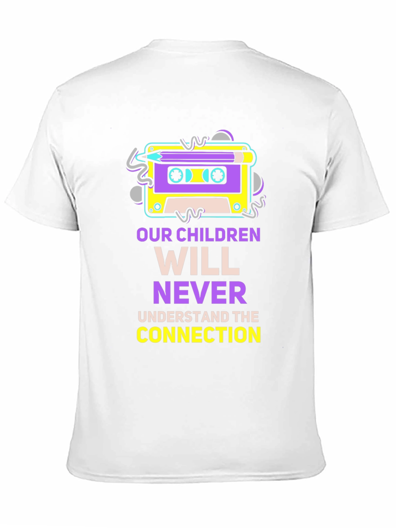 Retro Cassette Tape & Pencil Graphic T-Shirt