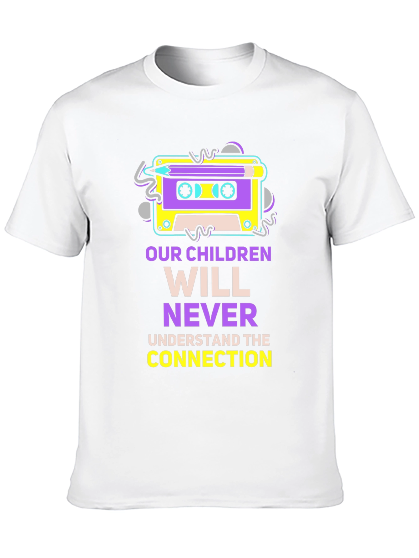 Retro Cassette Tape & Pencil Graphic T-Shirt