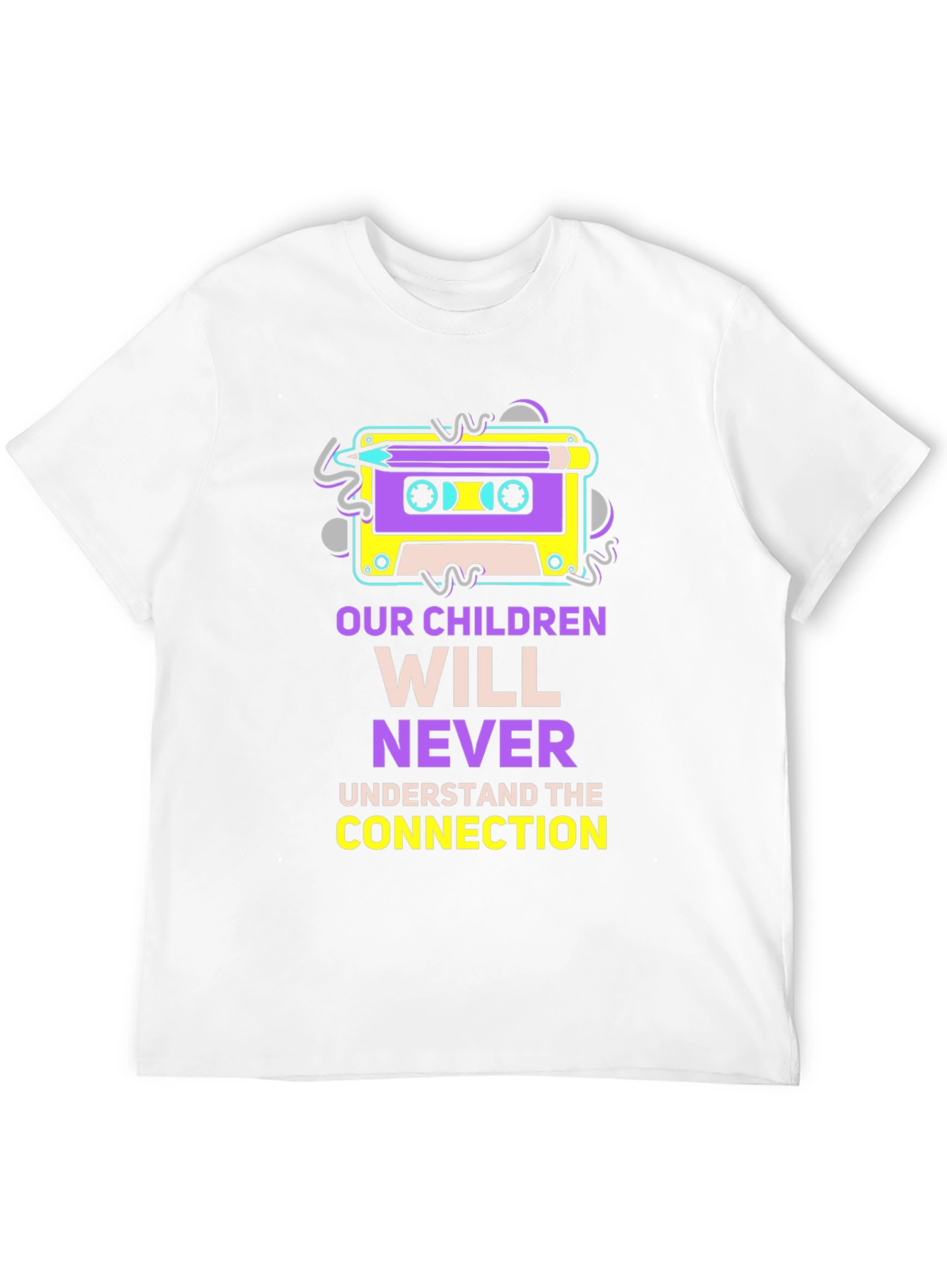 Retro Cassette Tape & Pencil Graphic T-Shirt