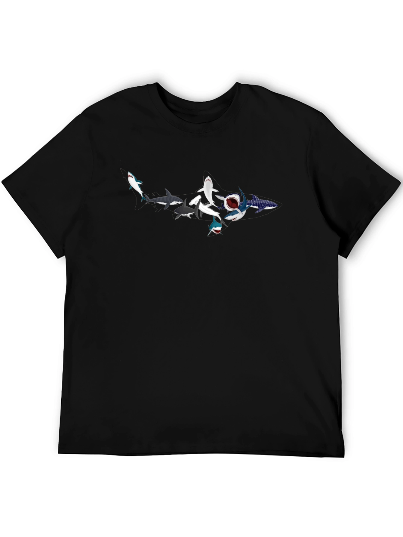 Shark Evolution T-Shirt - Mens Black Crew Neck