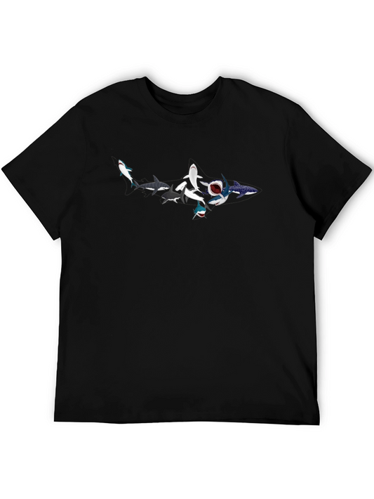 Shark Evolution T-Shirt - Mens Black Crew Neck