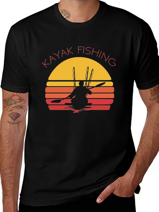 Kayak Fishing Sunset Graphic T-Shirt