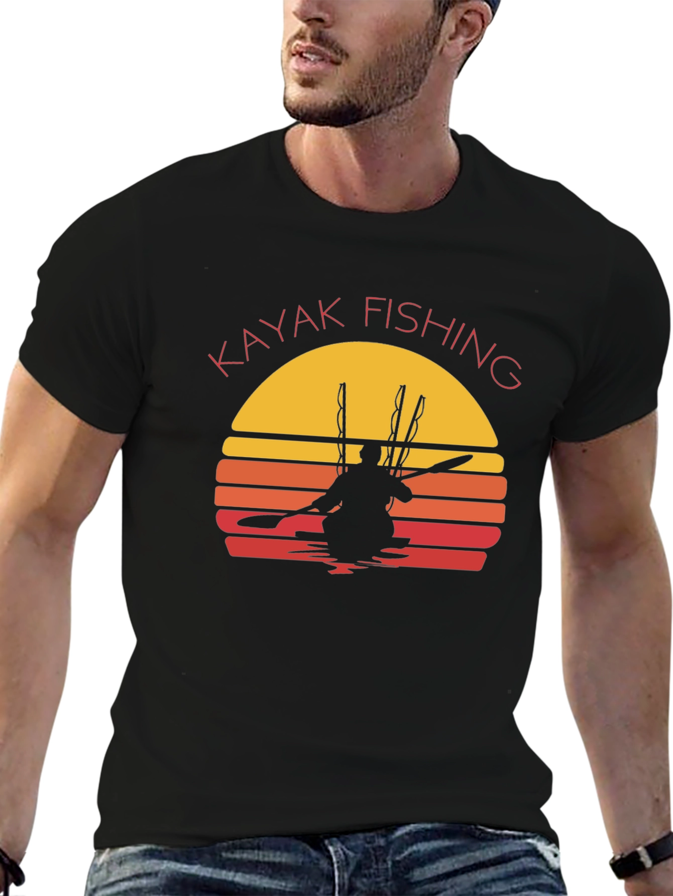 Kayak Fishing Sunset Graphic T-Shirt