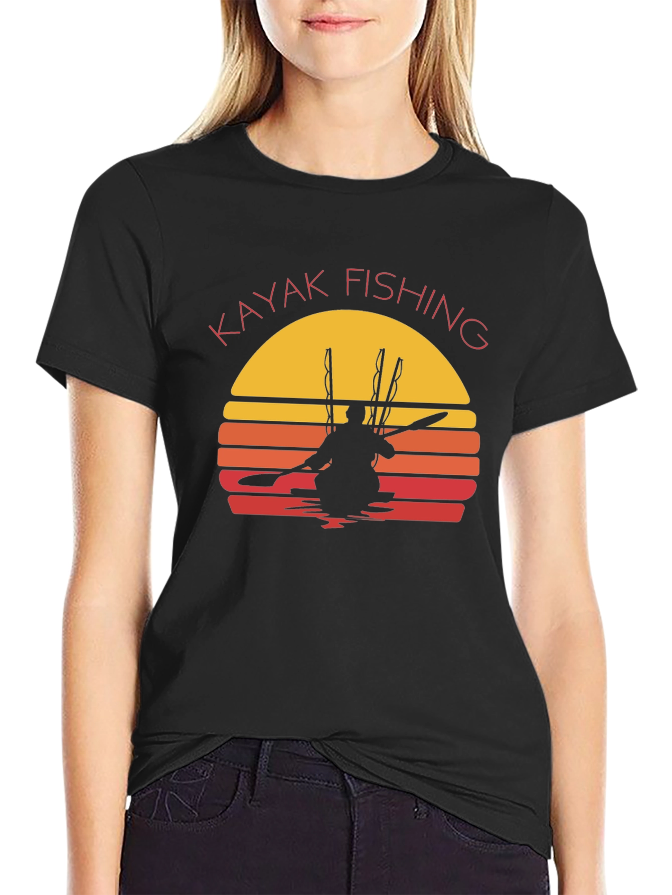Kayak Fishing Sunset Graphic T-Shirt