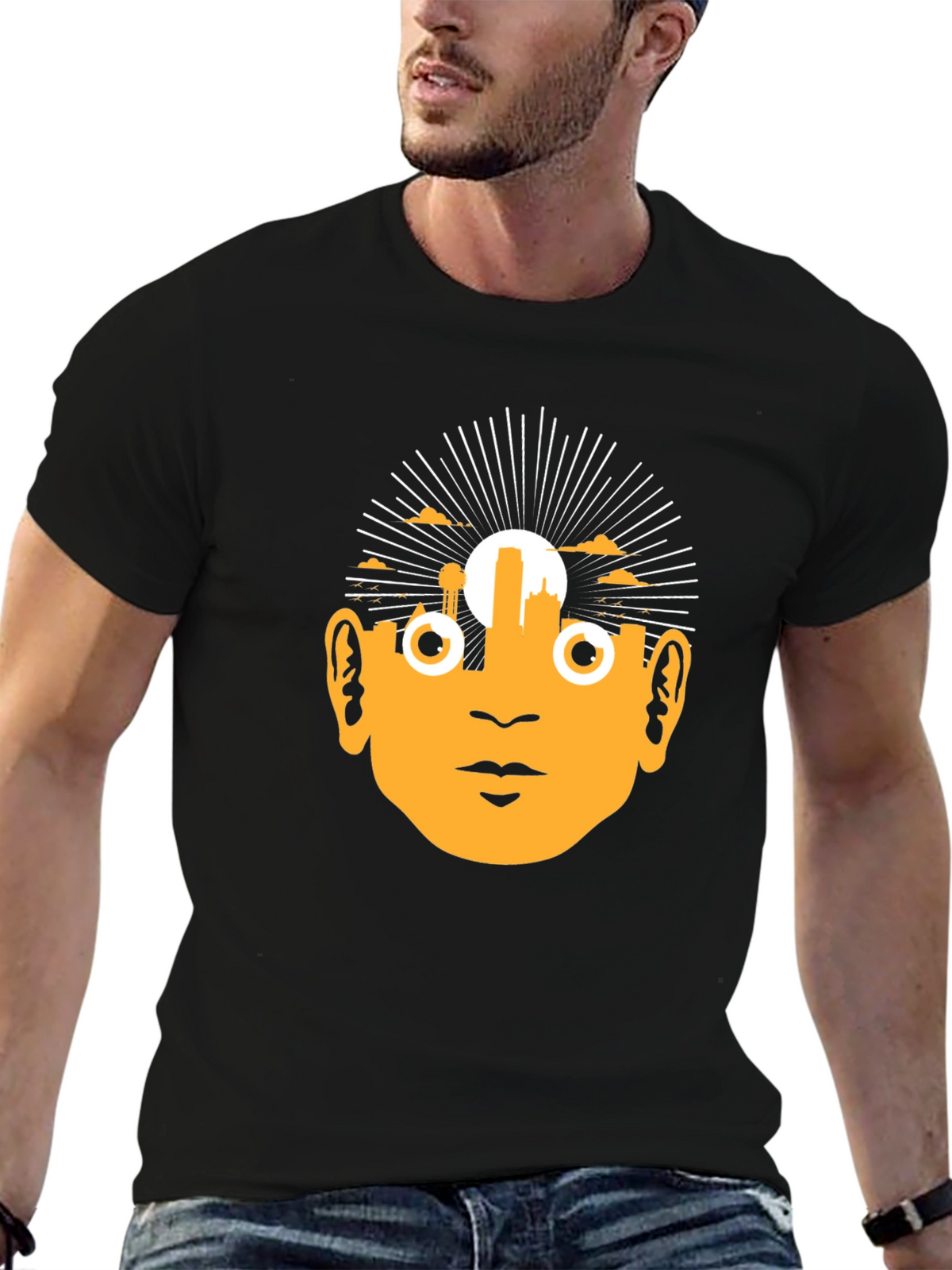 Unique Graphic Tee - Retro Face Design