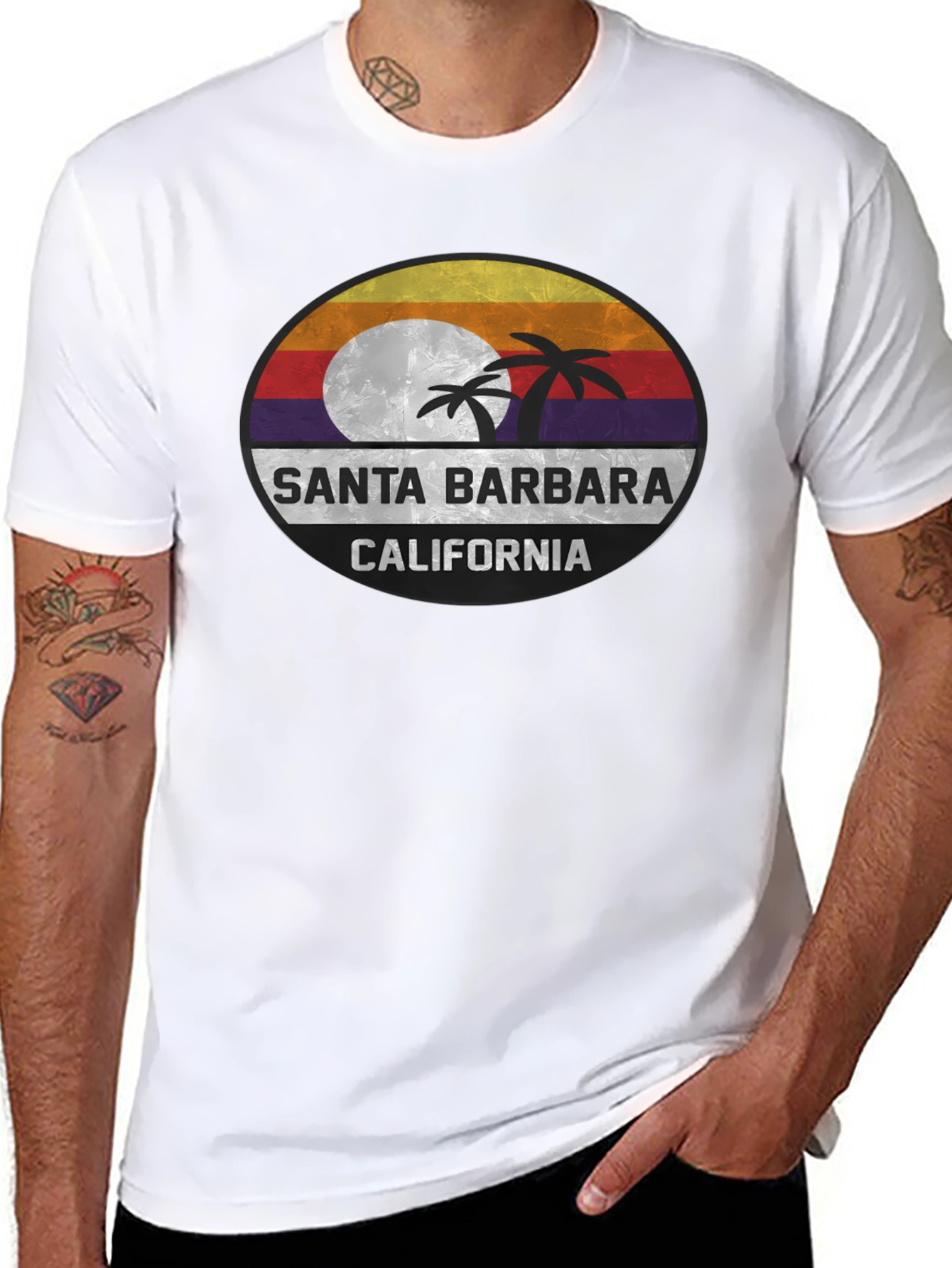 Santa Barbara California Palm Tree Graphic T-Shirt