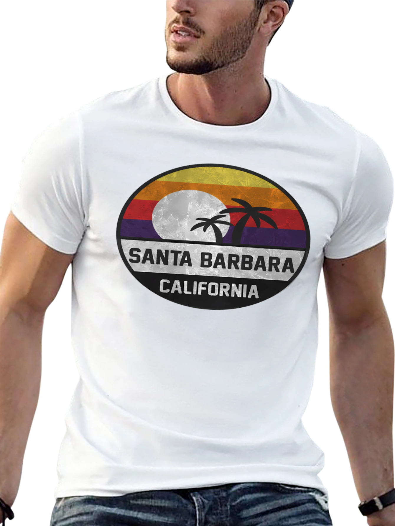 Santa Barbara California Palm Tree Graphic T-Shirt