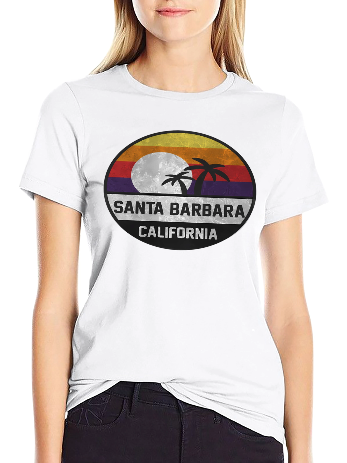 Santa Barbara California Palm Tree Graphic T-Shirt