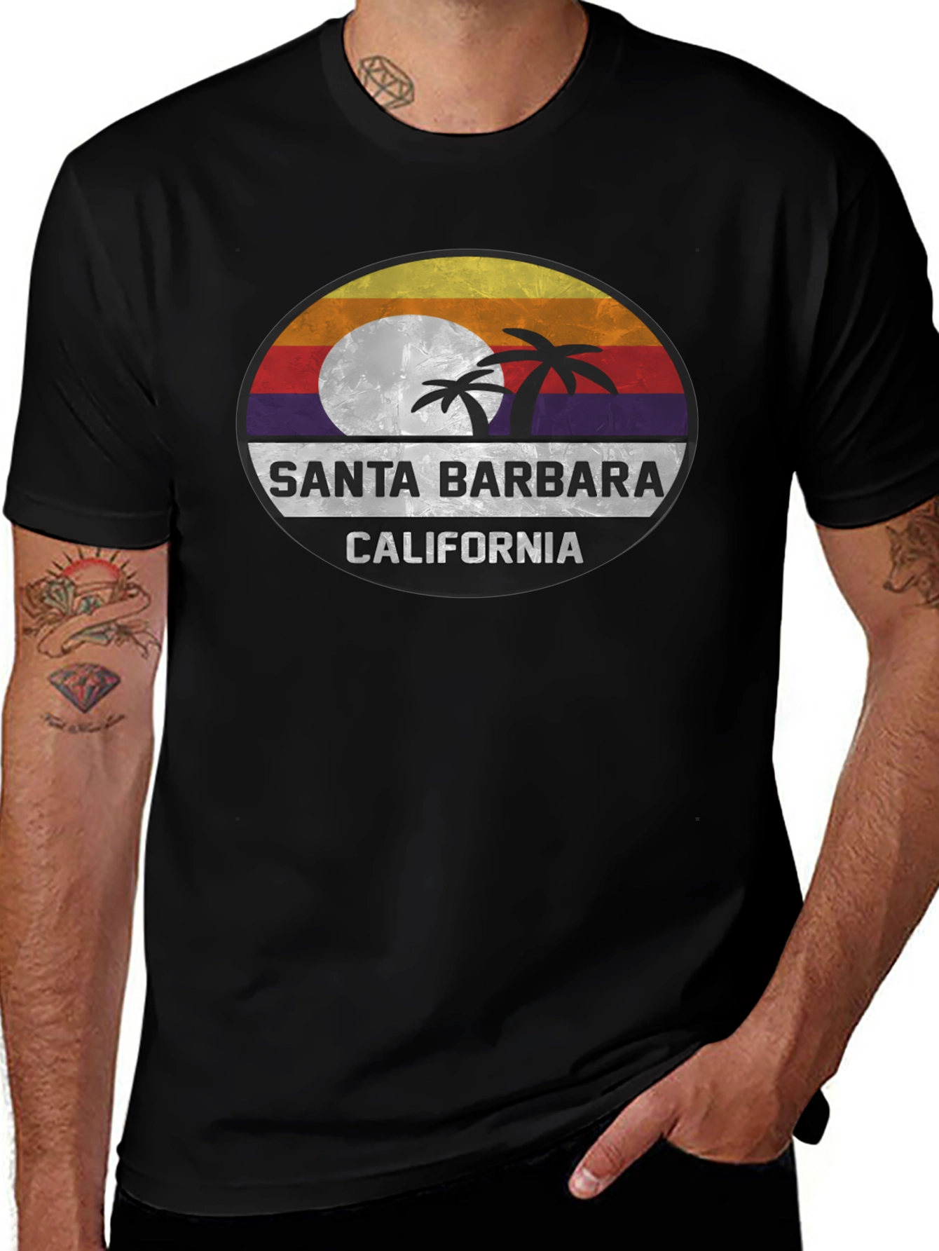 Santa Barbara California Palm Tree Graphic T-Shirt