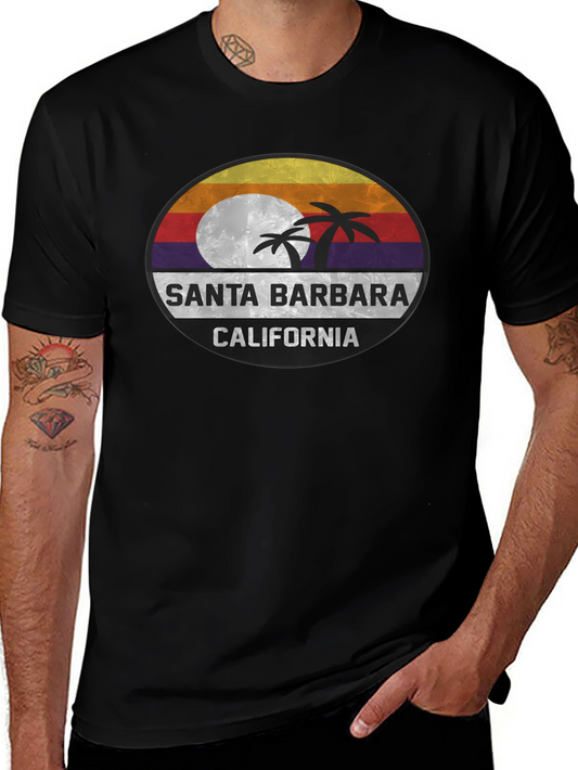 Santa Barbara California Palm Tree Graphic T-Shirt