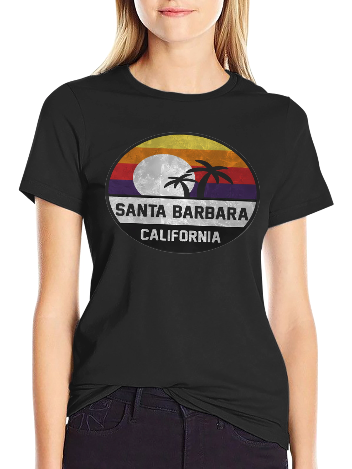 Santa Barbara California Palm Tree Graphic T-Shirt