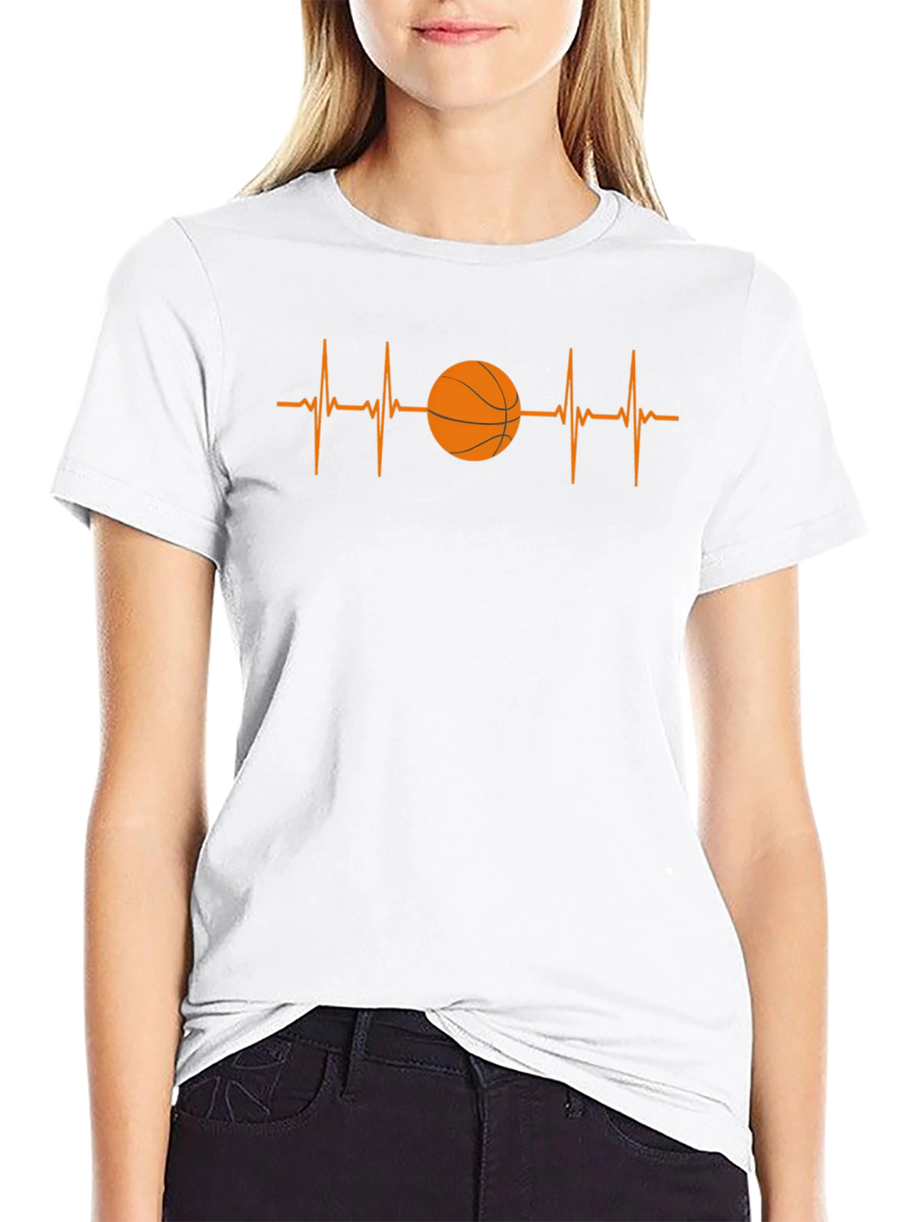 Basketball Heartbeat T-Shirt - Black Graphic Tee