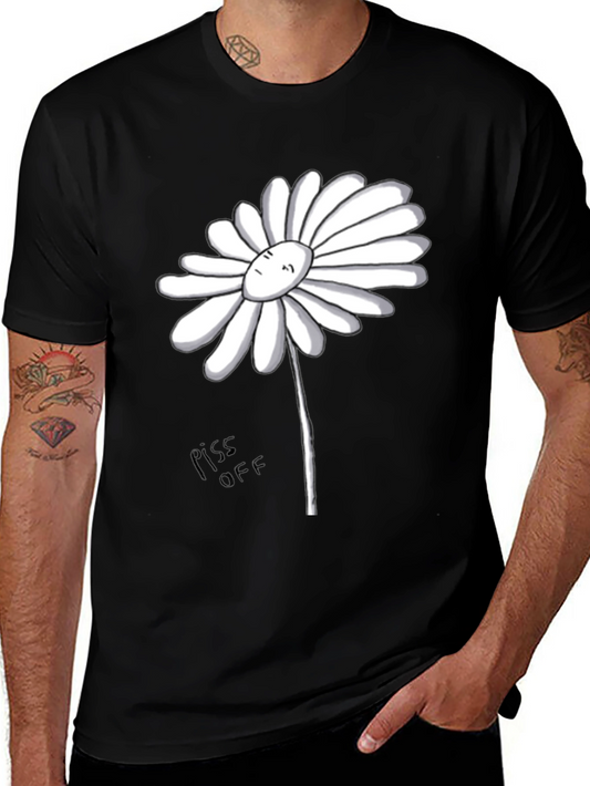Daisy Graphic Tee - Black Cotton T-Shirt