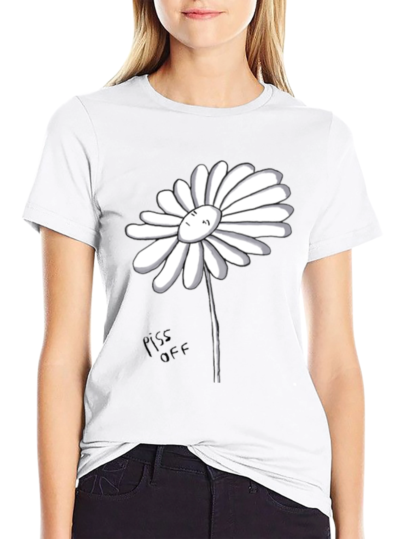 Daisy Graphic Tee - Black Cotton T-Shirt