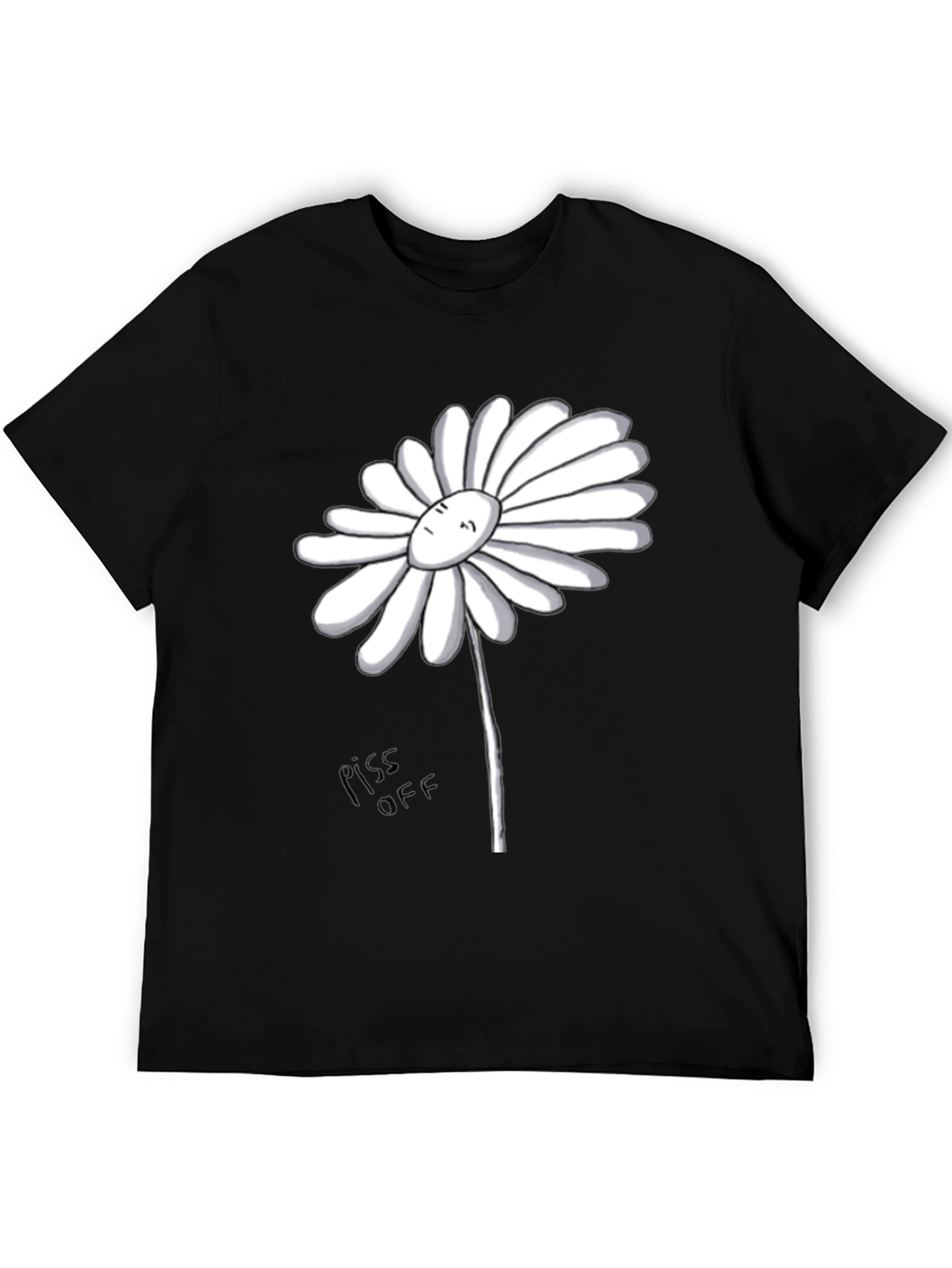 Daisy Graphic Tee - Black Cotton T-Shirt