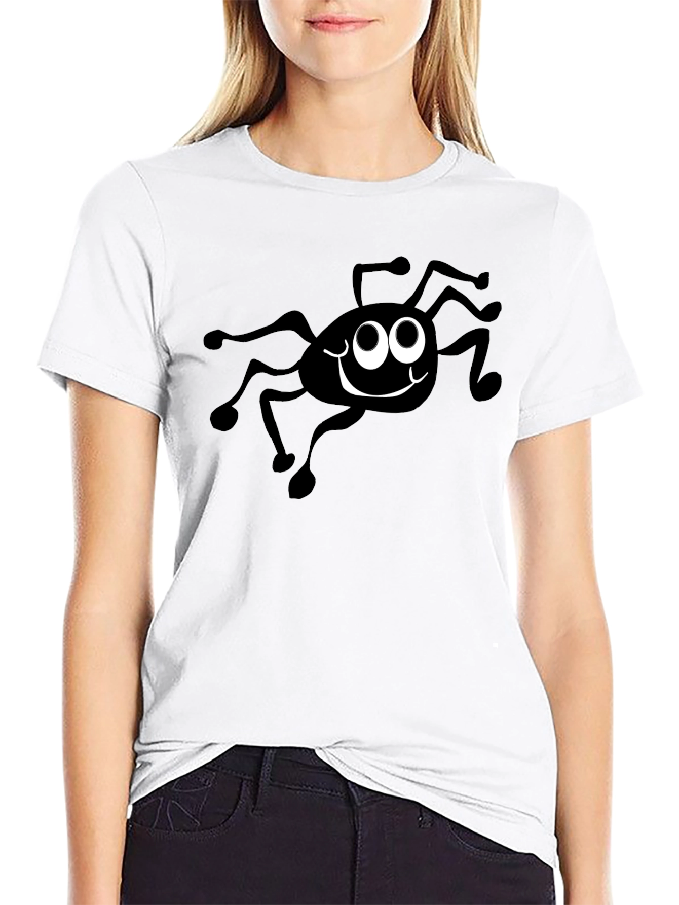 Funny Spider Graphic Black T-Shirt