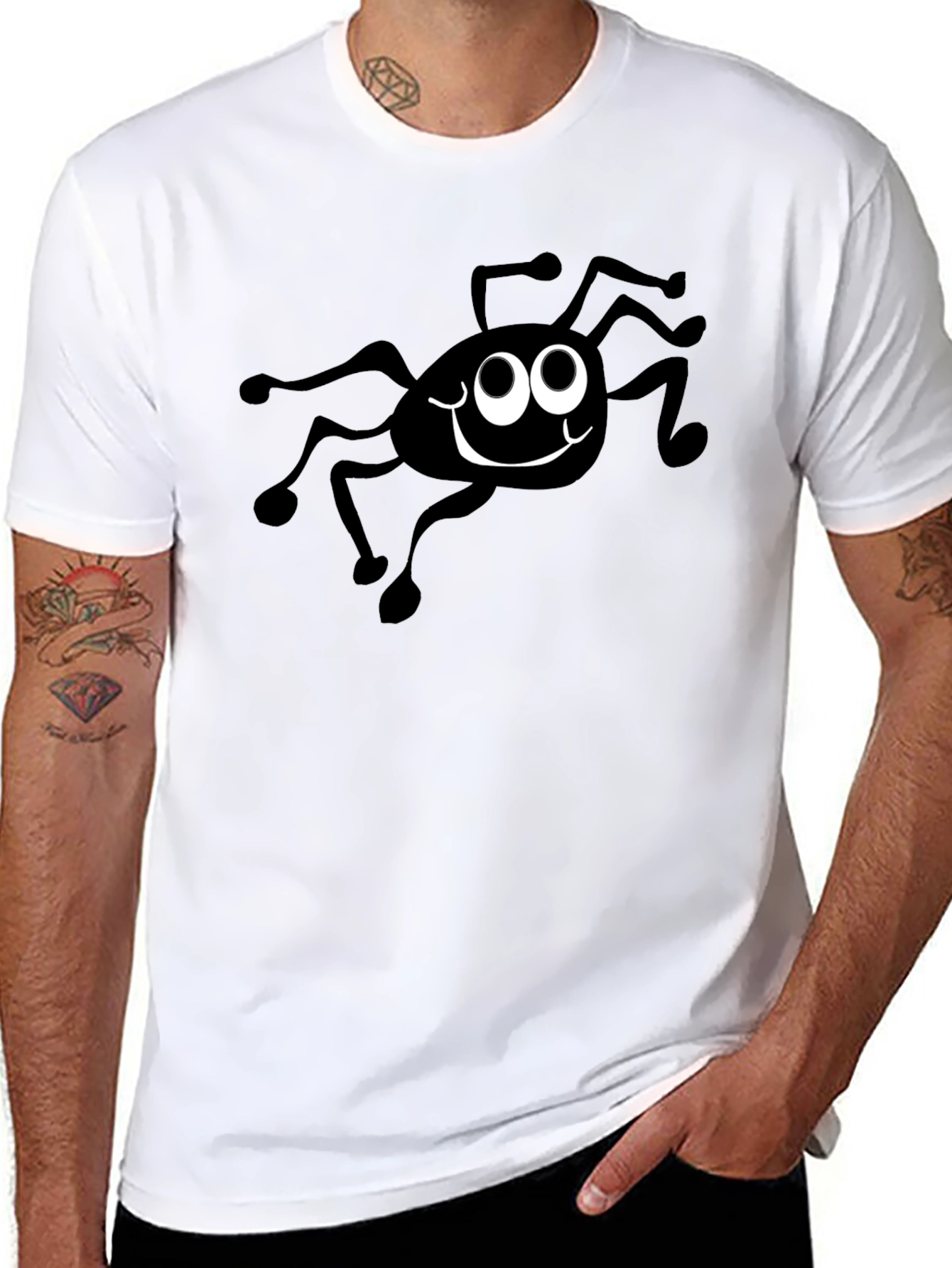 Funny Spider Graphic Black T-Shirt