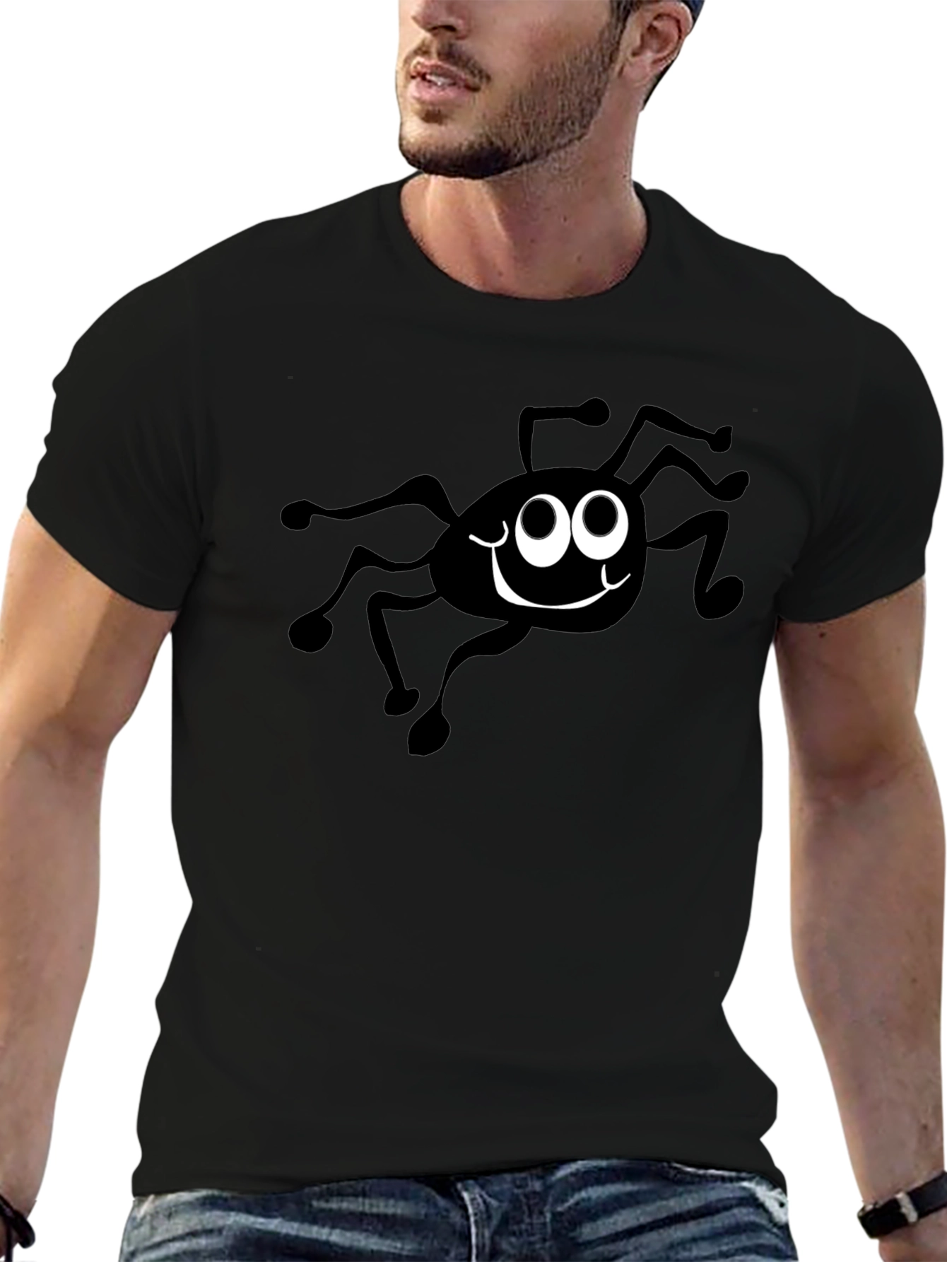Funny Spider Graphic Black T-Shirt