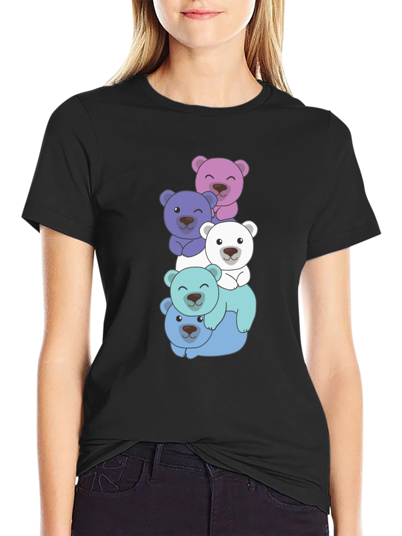 Cute Bear Stack T-Shirt - Fun & Playful Design
