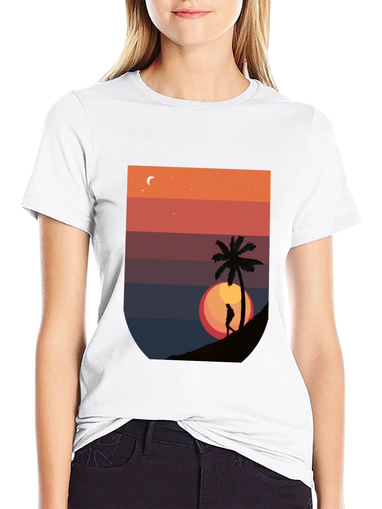 Sunset Palm Graphic T-Shirt - Mens Black Tee