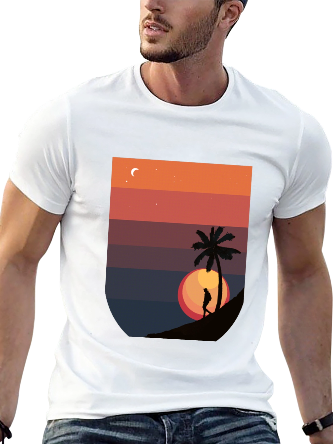 Sunset Palm Graphic T-Shirt - Mens Black Tee