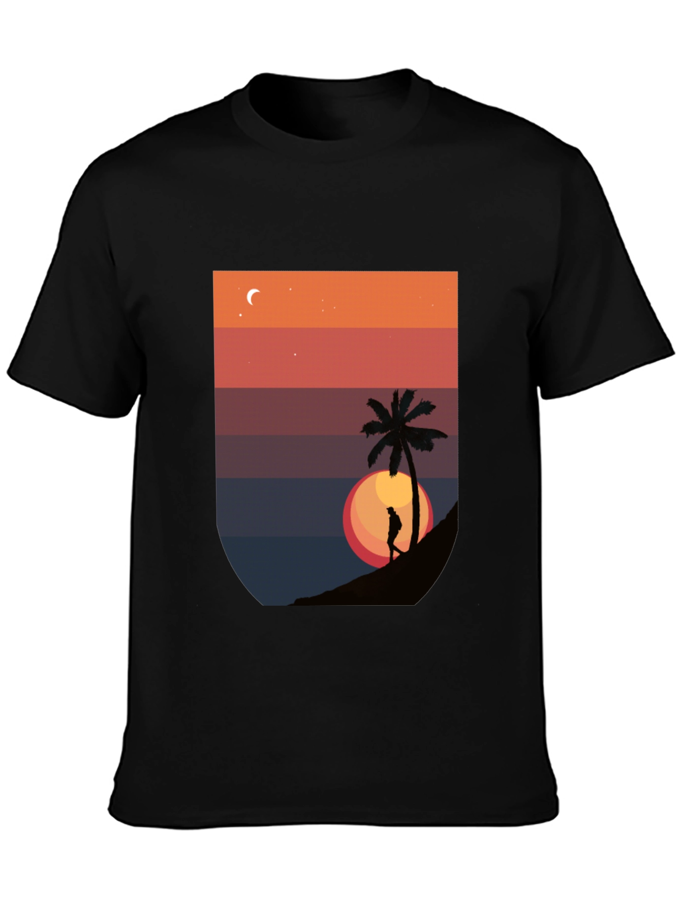 Sunset Palm Graphic T-Shirt - Mens Black Tee