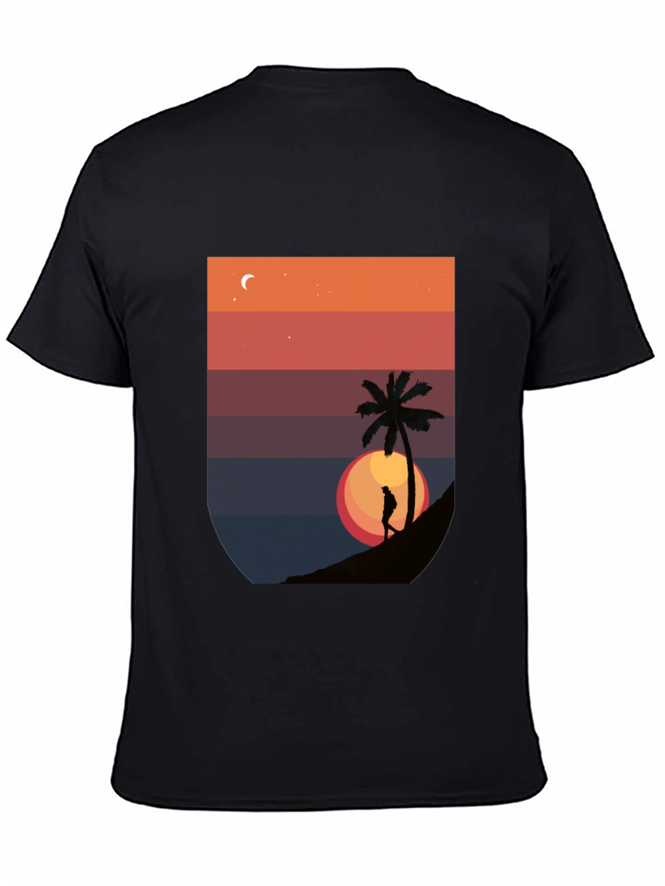 Sunset Palm Graphic T-Shirt - Mens Black Tee
