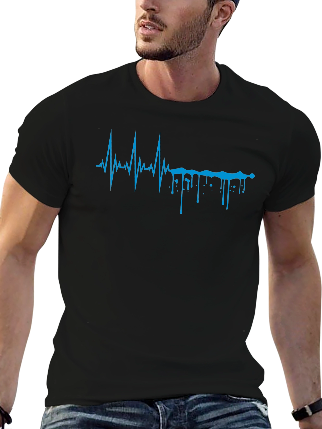 Heartbeat Drip Graphic Tee - Modern Design
