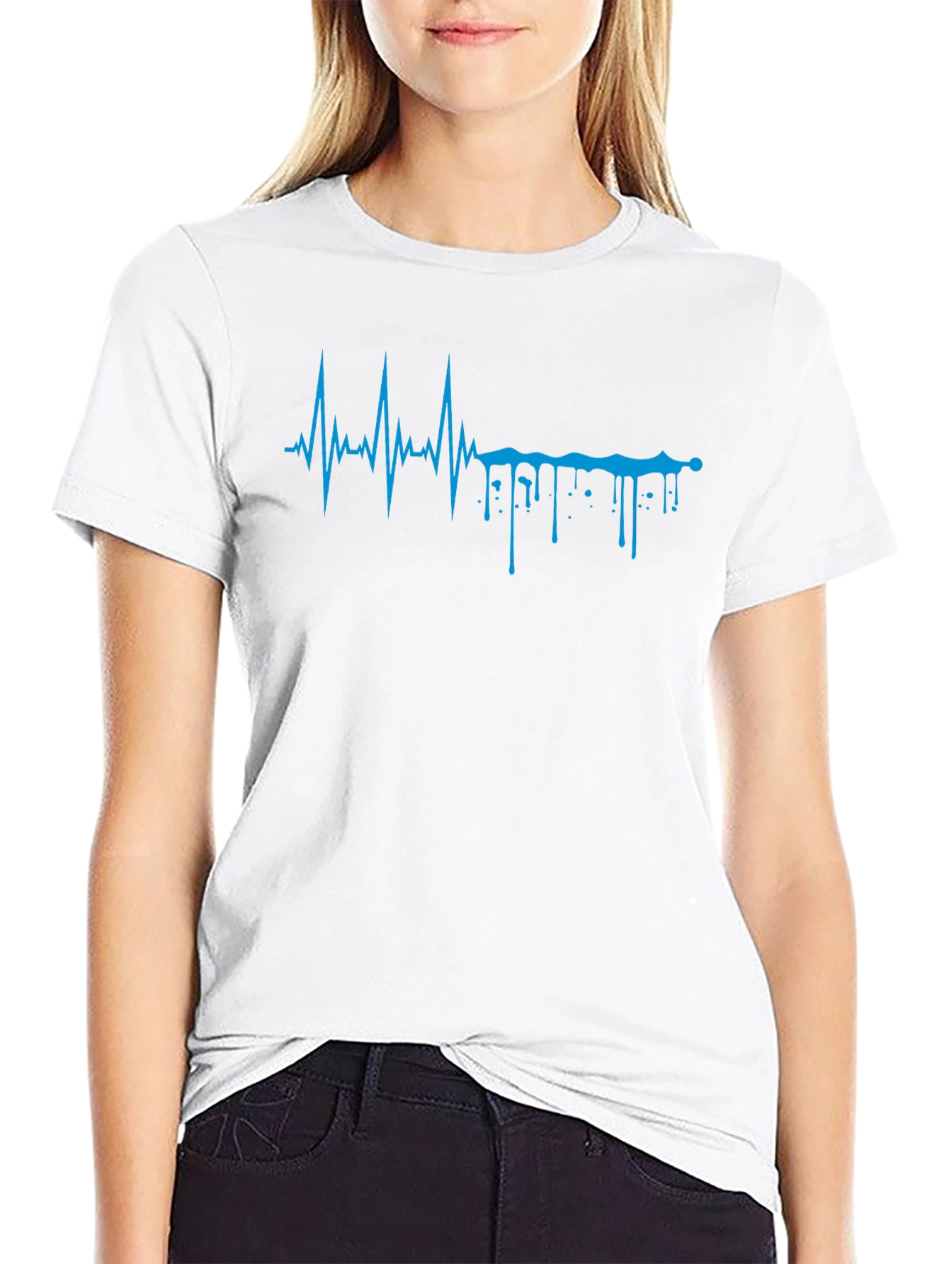 Heartbeat Drip Graphic Tee - Modern Design