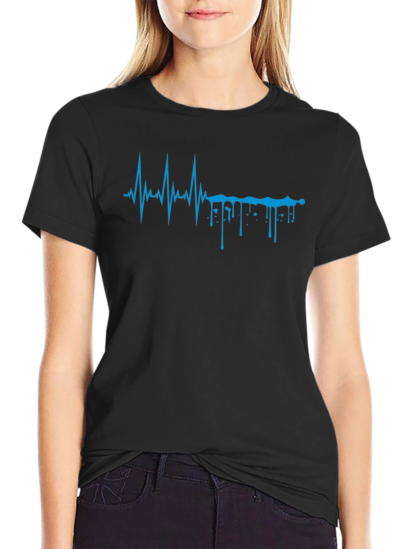 Heartbeat Drip Graphic Tee - Modern Design