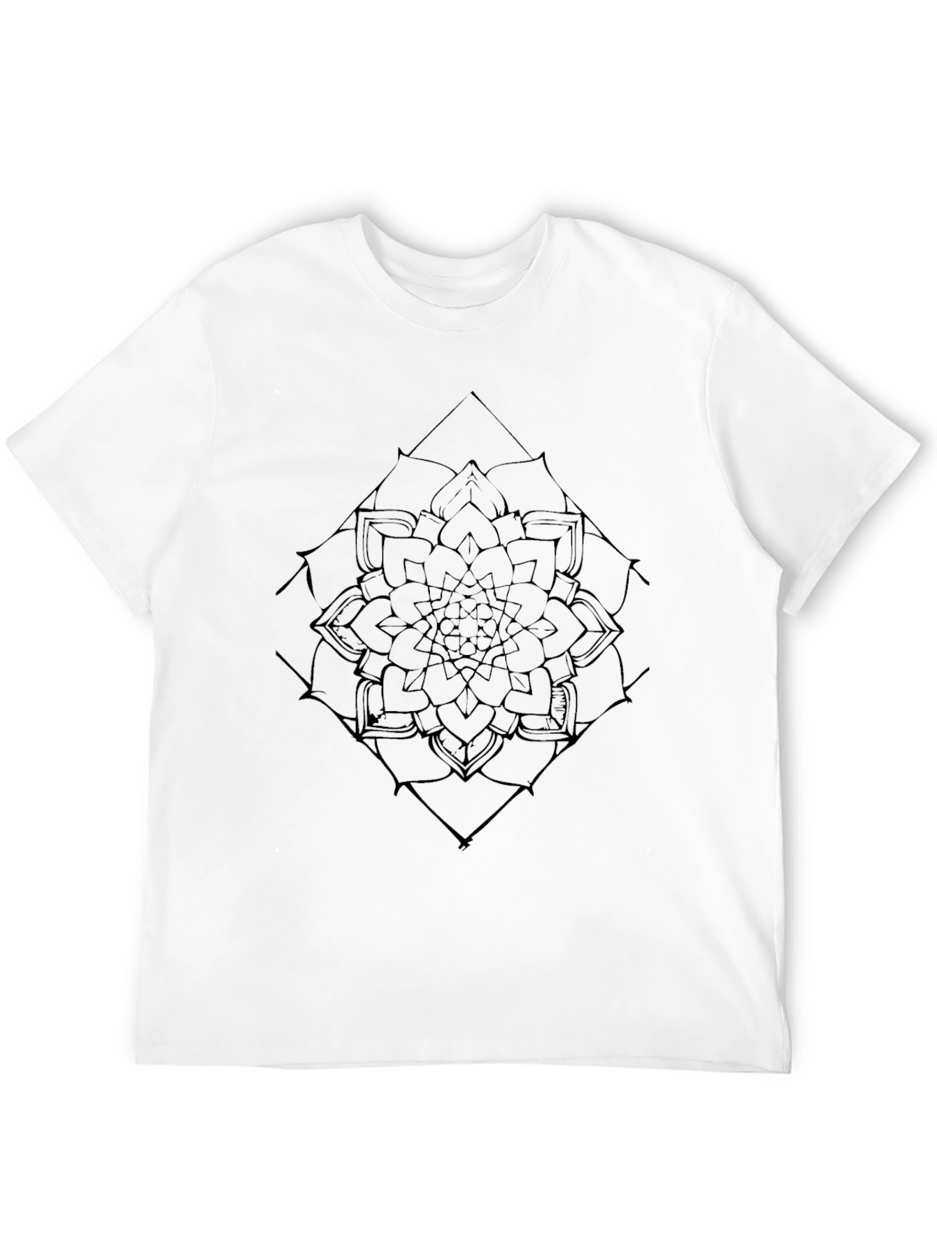 Black Mandala Graphic Tee - Modern Geometric Design