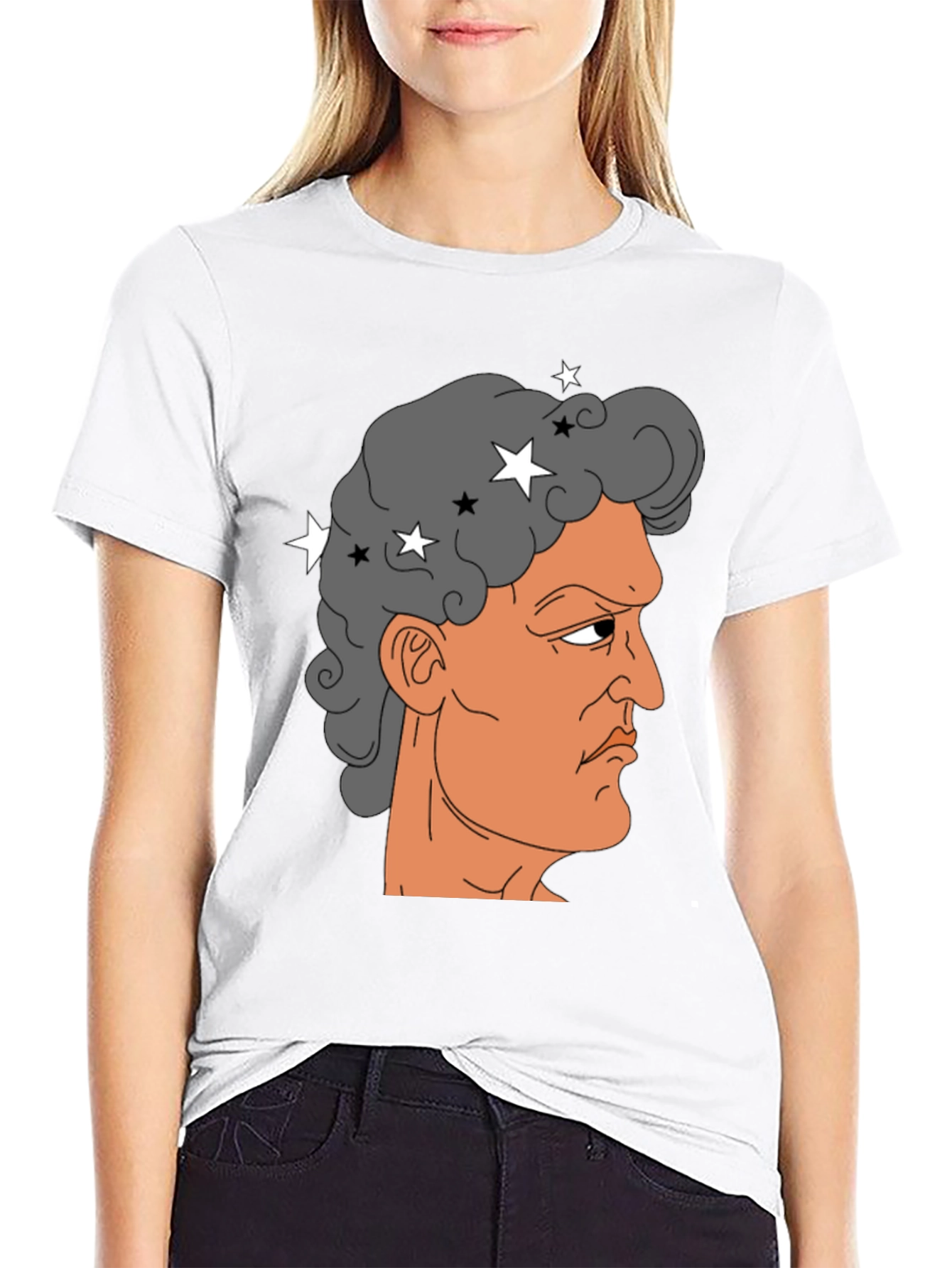 Meme Man Portrait Black Cotton Tee