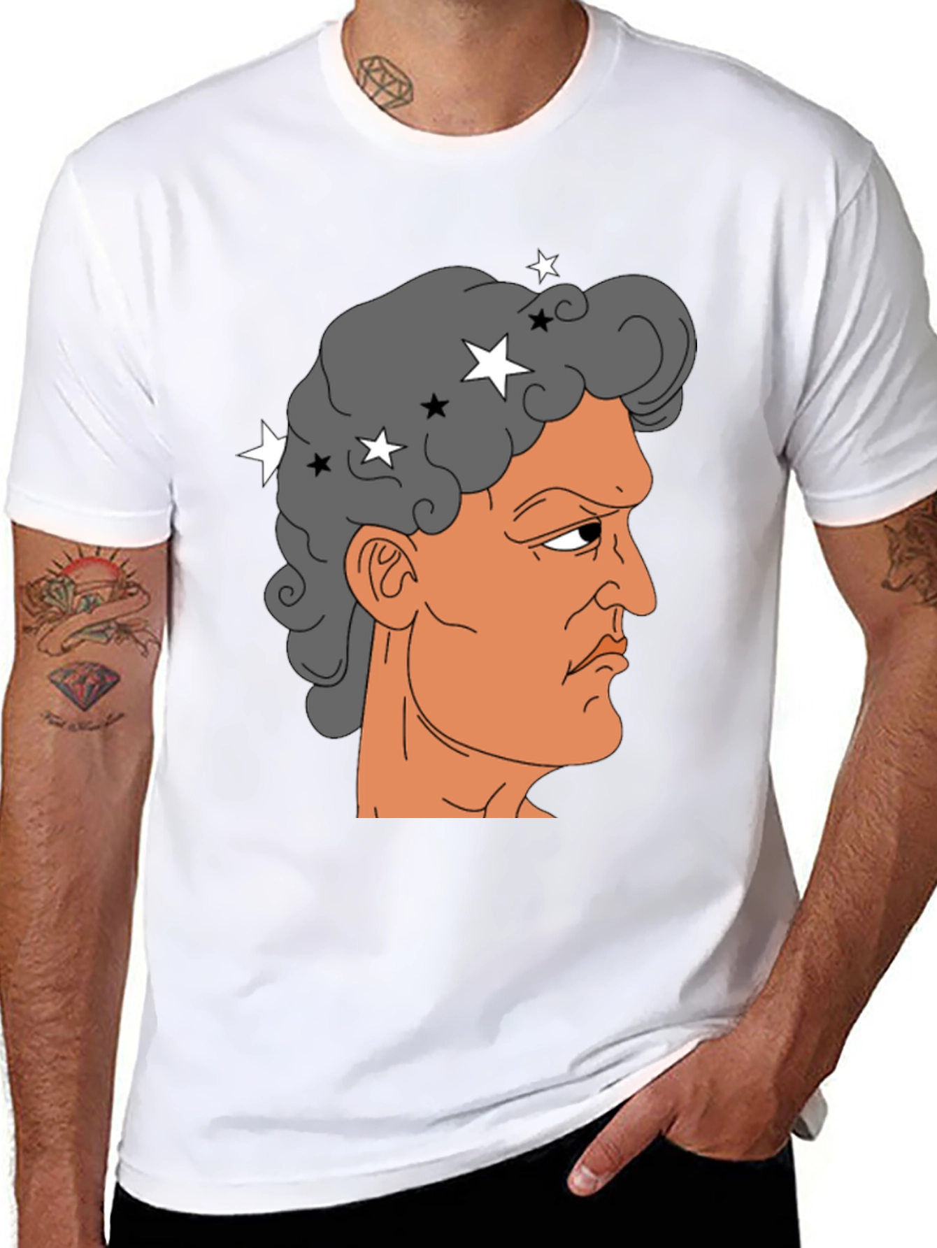 Meme Man Portrait Black Cotton Tee