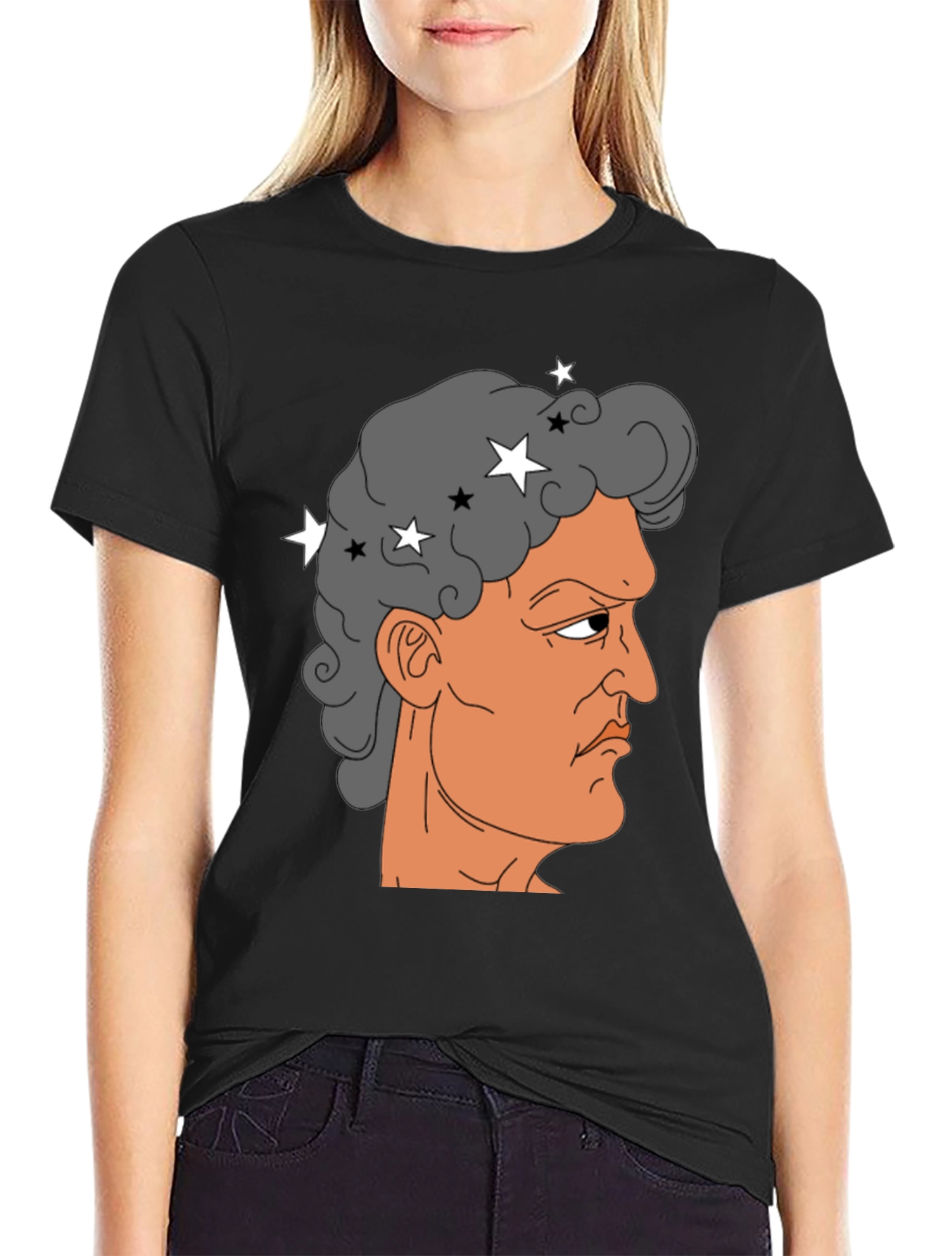 Meme Man Portrait Black Cotton Tee