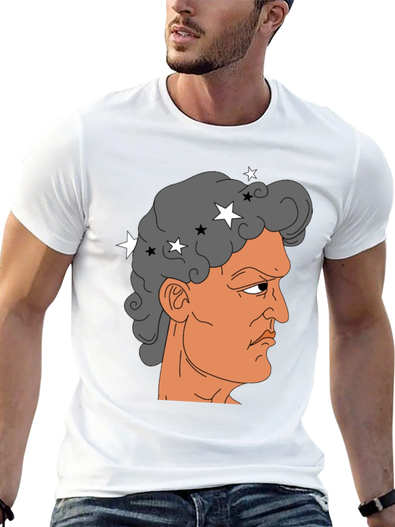 Meme Man Portrait Black Cotton Tee