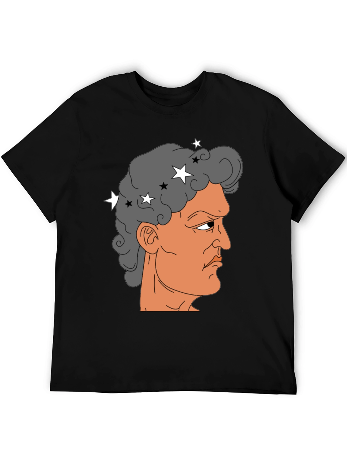 Meme Man Portrait Black Cotton Tee