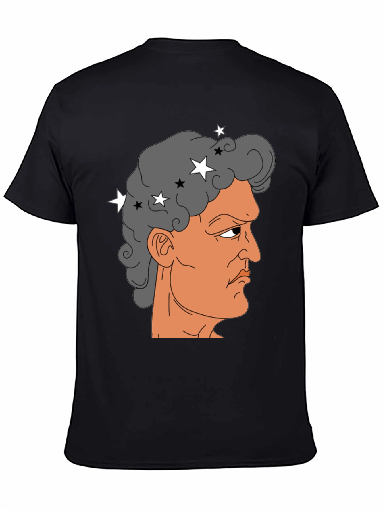 Meme Man Portrait Black Cotton Tee