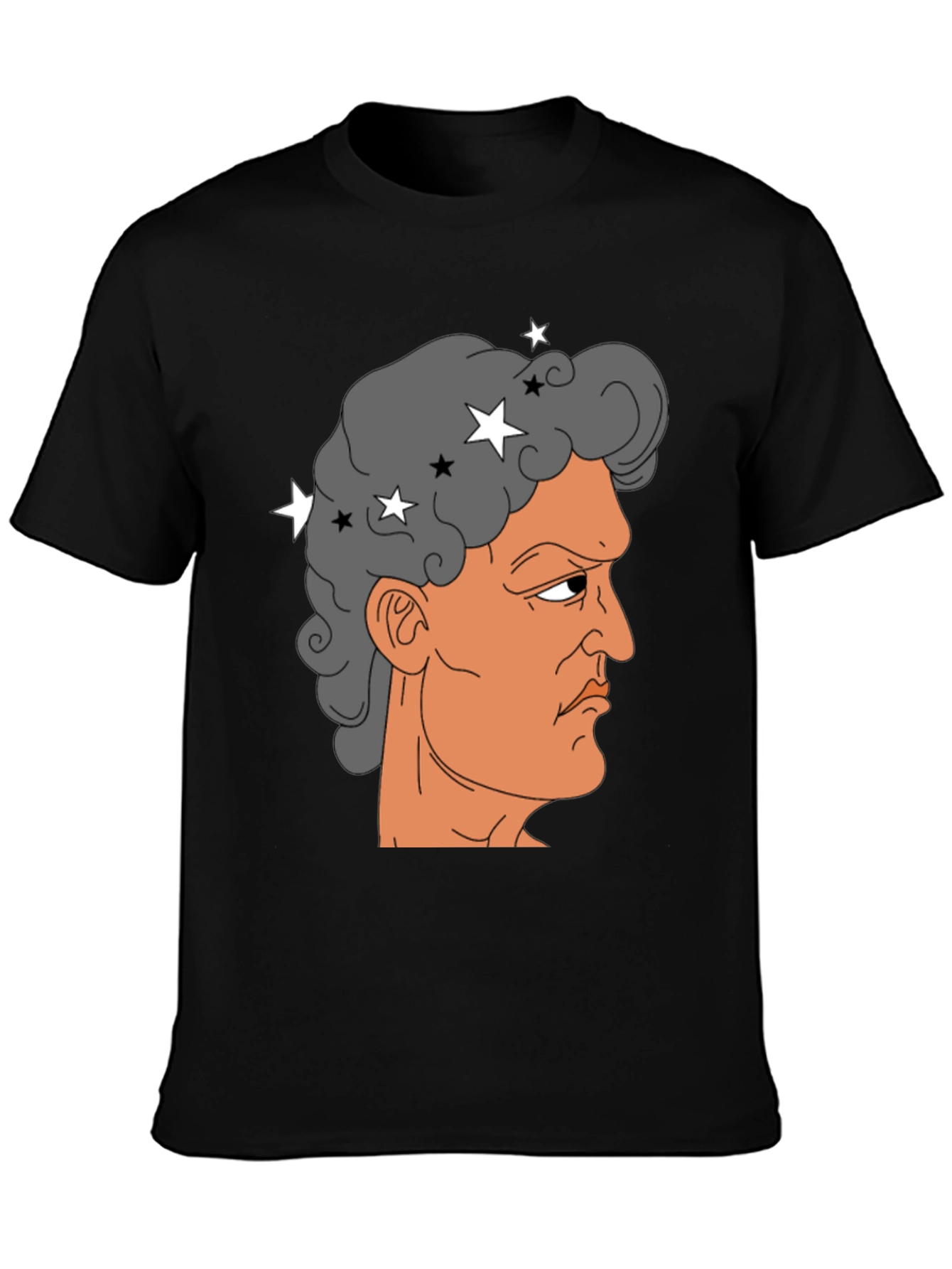 Meme Man Portrait Black Cotton Tee