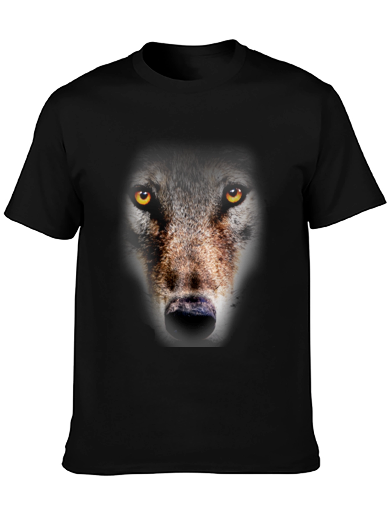Wolf Face Graphic Print Black T-Shirt