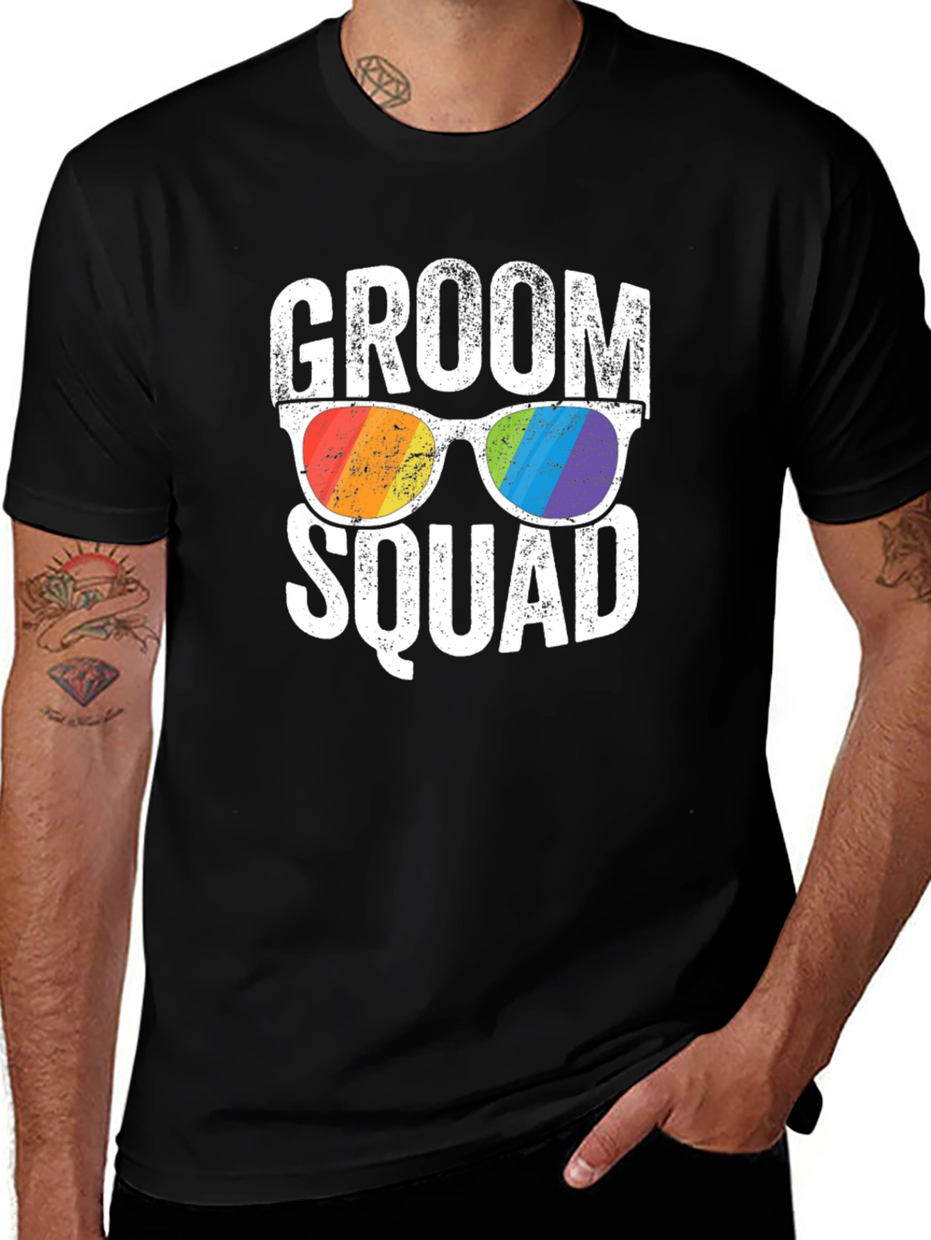 Groom Squad Rainbow Sunglasses T-Shirt